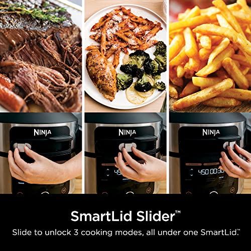 Ninja OL500 Foodi 6.5 Qt. 14-in-1 Pressure Cooker Steam Fryer with  SmartLid, that Air Fries, Proofs & More, with 2-Layer Capacity, 4.6 Qt.  Crisp Plate